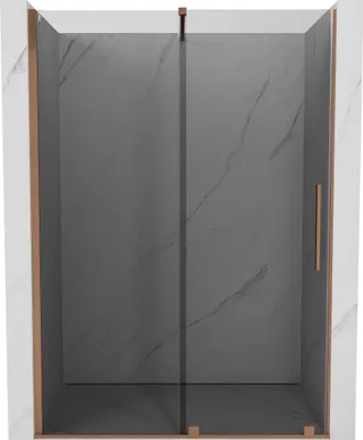 Image de Porte de douche Mexen Velar 130 cm, graphite, cuivre brossé