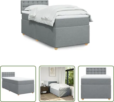 Produktbild von The Living Store Boxspringbett mit Matratze Hellgrau 90x190 cm Stoff