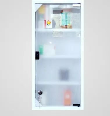Produktbild von Natsen Medizinschrank Stahl 4 Ebenen 60x30x12 cm Erste Hilfe Schrank mit Schloss Medikamentenschrank abschließbar Weiss