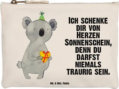 Produktbild von Mr. & Mrs. Panda pencil case Koala Geschenk Größe M - Weiß - Party, Kulturbeutel, Mäppchen, kosmetiktäschchen, Schulmäppchen, Kulturtasche, Geburtstag