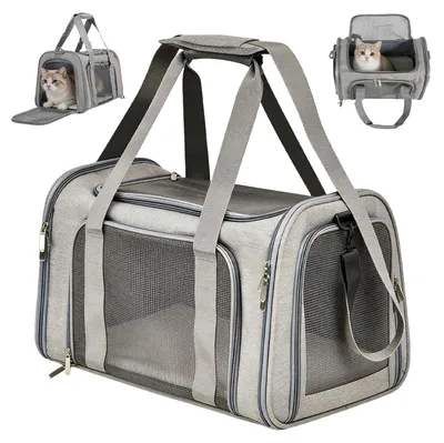 Obrázok produktu pre Prepravná taška pre mačku alebo psa 45x30x30 cm, do 5 kg, priedušná sieťovina, ramenný popruh, na cestovanie