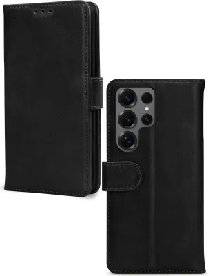 Produktbild von Mobilize Wallet Handyhülle für Samsung Galaxy S25 Ultra Hülle Echtes Leder Klapphülle Geldbörse - Schwarz