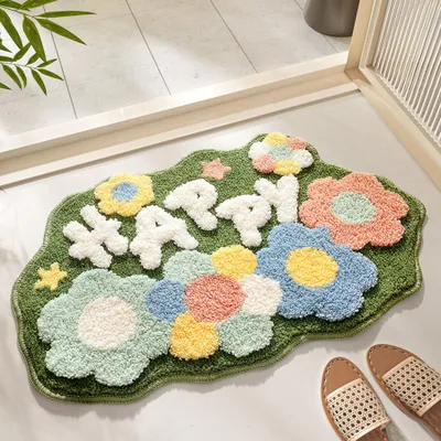 Image de Tapis de bain, doux, absorbant, en microfibre avec une texture veloutée, antidérapant, tapis de douche, lavable, 45 x 70 cm