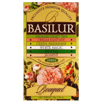 Produktbild von Basilur Tee Set Bouquet Collection 5 Teesorten 25 Teebeutel Grüntee