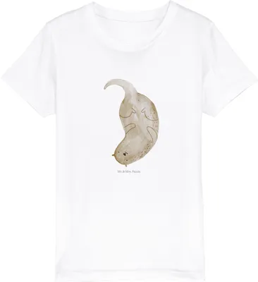 Produktbild von Mr. & Mrs. Panda Kleinkinder T-Shirt Otter Kopfüber 5-6 Jahre (110/116) - Weiß - Geschenk, Seeotter See, Bio Kinder, Niedlich, Kindershirt, Süß, Öko, Teenager