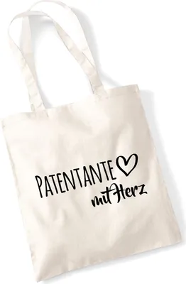 Produktbild von Huuraa Jutebeutel Patentante mit Herz 10 Liter Natural Baumwolle Tasche Geschenkidee