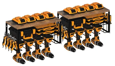 Wandorganizer 3 Ebenen Metall/Holz 2 Stk. 42x20x21,5 cm