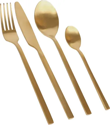 Produktbild von 16-teiliges Besteckset aus Edelstahl – Gold