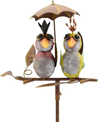 Image de Exner | Décoration de jardin Avec Oiseaux Et Parapluie - Hauteur 133 cm - Métal - Décoration rustique - Accents humoristiques