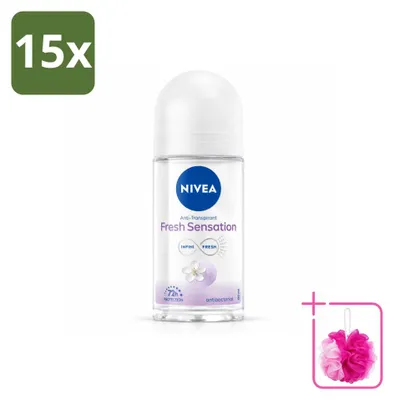 Immagine prodotto di 15 deodoranti roll-on NIVEA Fresh Sensation - 50 ml - Confezione risparmio - 15 pezzi