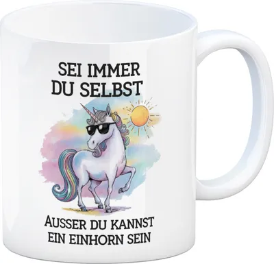 Produktbild von Einhorn mit Sonnenbrille Kaffeebecher Sei ein Einhorn