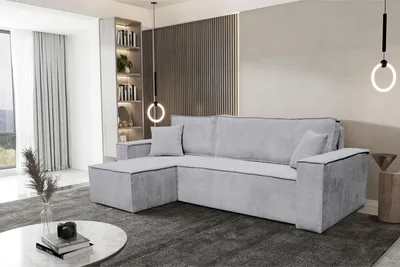 Produktbild von VENASI HUGO Universell Ecksofa mit Schlaffunktion und Bettkasten Cord Grau Schlafsofa Eckcouch Sofa