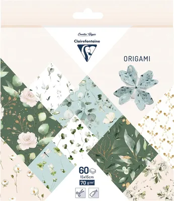 Produktbild von Clairefontaine 95381C - Packung Origami Papier 60 Blatt, 15x15 cm 70g, Romantik, 1 Pack