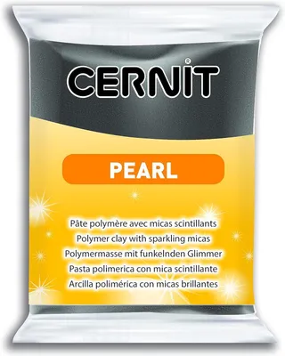 Produktbild von CERNIT CE0860056100C - Block Modelliermasse (Polymer) PEARL, ofenhärtend, sofort gebrauchsfähig, 56g, für DIY, Schmuck, Figuren, für Einsteiger und Hobbykünstler, Schwarz, 1 Stück