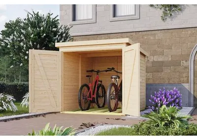 Produktbild von Expresshaus Fahrradgarage Karibu Bike Box 3 Holz 162,5 x 216,5 cm natur