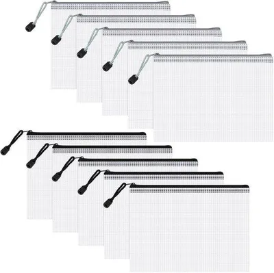Immagine prodotto di Raccoglitore per archiviazione impermeabile A5 in rete con scomparto per documenti e scontrini, 10 pezzi, nero-grigio