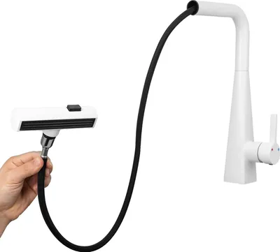 Immagine prodotto di Rubinetto da cucina estraibile, design moderno, acciaio inox 304, temperatura regolabile, BIANCO, G3/8