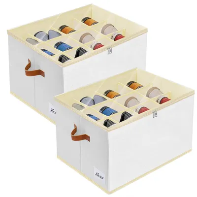 Image de Organisateur de chaussures, armoire à chaussures avec 24 compartiments, empilable, gain de place, lot de 2, dimensions : 43 x 32 x 31 cm