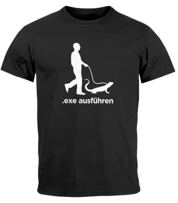Produktbild von Herren T-Shirt Programmierer Informatiker Admin Geschenk Exe ausführern Fun-Shirt Computer Nerd Spruch lustig Moonworks® schwarz XL