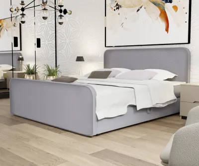 Produktbild von Boxspringbett Schlafzimmerbett MABEL 180x200cm Stoff Brooklyn Zementgrau