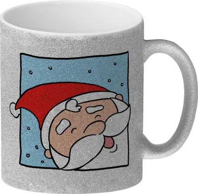 Produktbild von Rentier & Weihnachtsmann Glitzer-Kaffeebecher
