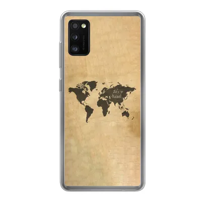 Produktbild von MuchoWow® Handyhülle Schutzhülle Hülle für Samsung Galaxy A41 Weltkarte - Schwarz - Sprichwörter Silikon Softcase Handy Hülle - Mobiltelefon