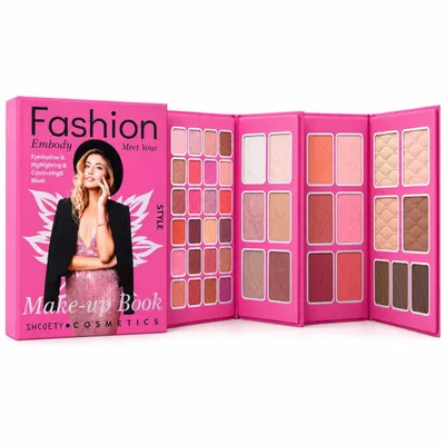Produktbild von Make-up Palette Make-up Set Beauty Book, 38-tlg., Matt & Schimmernd, Parabenfrei, 20 Lidschatten, 6 Highlighter, 6 Rouge & 6 Konturpuder