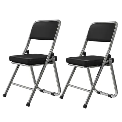 Produktbild von Klappstuhl 2er Set Lounge-Sessel mit Polster Besuchersstuhl Küchen Stühle 46x52x85cm Schwarz