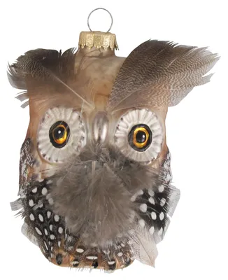 Produktbild von Krebs Glas Lauscha Christbaumschmuck zum Aufhängen - Eule mit Applikationen  10cm - Weihnachtsbaumdekoration aus Glas