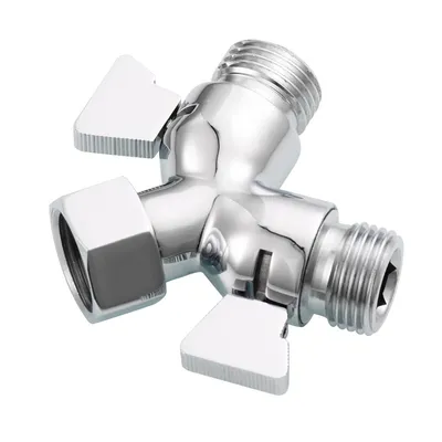 Produktbild von 2 Wege Umstellventil Messing Y-Verteiler 1/2 Zoll mit Absperrventil für Dusche Chrom