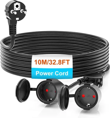 Imagen del producto de Cable de extensión de 10 metros con 2 enchufes Schuko - Cable de extensión IP44