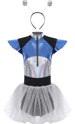 A child's alien costume laid out flat against a white background.