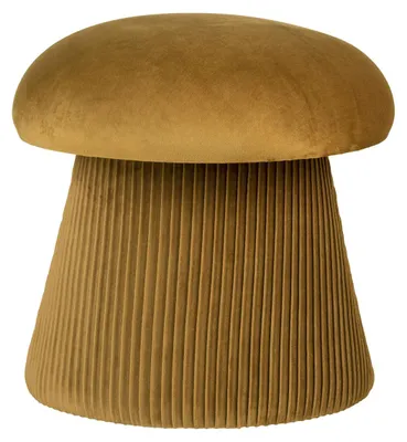 Productafbeelding van Hampton poef van okerkleurig fluweel in paddenstoelvorm, ø39 cm