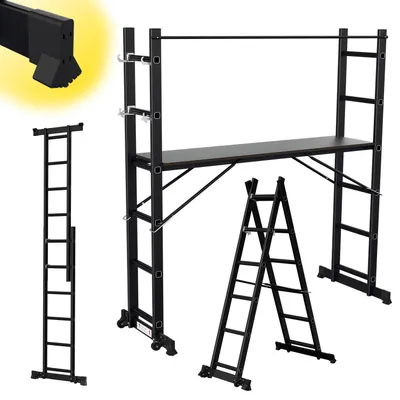 Produktbild von Vigevee Arbeitsgerüst Baugerüst Arbeitsbühne Leiter Gerüst Stehleiter Multigerüst,Schwarz