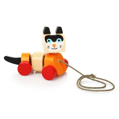Produktbild von Cubika Holz Katze Ziehfigur - buntes Spielzeug für Kleinkinder
