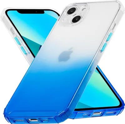 Produktbild von Conie Farbverlauf Schutzhülle für iPhone 13 Silikon Case Kamera Schutz Cover Hülle in Blau matt