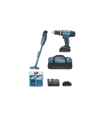 Obrázok produktu pre Sada 2 strojov Makita DLX2056SY1 – skrutkovač s vŕtačkou – sada príslušenstva s vysávačom, 18 V Li-Ion 1,5 Ah