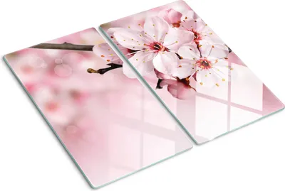 Immagine prodotto di Pannello protettivo in vetro – Copertura per piano cottura – Copertura per piano cottura a induzione – 2x30x52 cm – Facile da pulire – Vetro temperato – Motivo floreale rosa