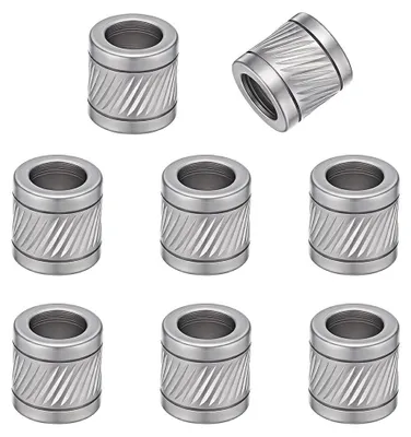 8 Edelstahl-Perlen 10 mm, Säulenform, 6 mm Loch