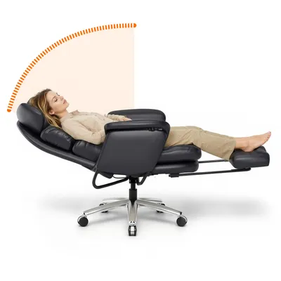 Image de Fauteuil de bureau FLEXISPOT HC4 Pro 3-en-1, avec fonction inclinable jusqu'à 165°, repose-tête 3D, revêtement en similicuir résistant aux rayures et imperméable, et repose-pieds, couleur noire