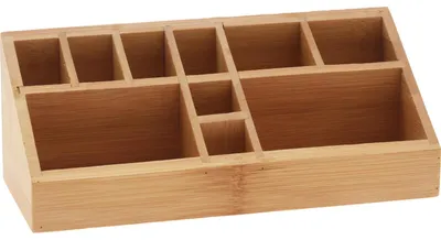 Produktbild von Organizer mit 10 Fächern aus Bambusholz für Schminke und Make-up
