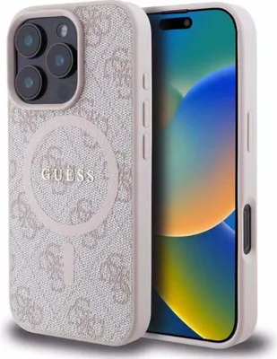 Produktbild von Guess 4G Ring Classic Logo Magsafe Fall für Iphone 16 Pro - Różowe