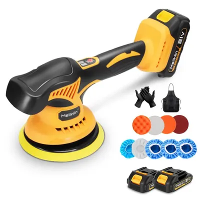 Produktbild von Akku Auto Poliermaschine - Exzenter Polierer 150 mm - 2800–6000 U/min - 8-stufig einstellbar - 9 mm Hub - Set mit 2x 18V Akkus