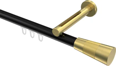 Produktbild von Interdeco Innenlaufstange / Gardinenstange mit Innenlauf Schwarz / Messing-Optik, Typ Siteno Tanara (Konus Bicolor), 20 mm Ø 1-läufig, 440 cm