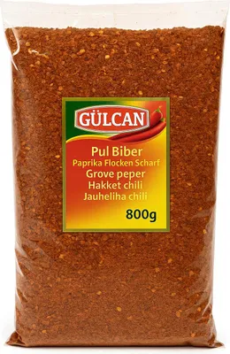 Produktbild von Gülcan XL Beutel Pul Biber scharf  - Chiliflocken Zubereitung - Paprikaflocken (800g)