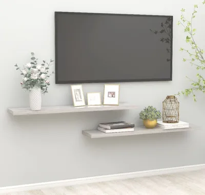 Obrázek produktu pro The Living Store Závěsné police 2 ks. Betonově šedá 120x23,5x3,8 cm MDF deska