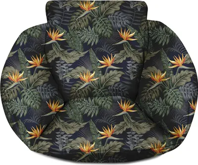 Produktbild von Hängesessel Kissen, Polster Bodenkissen für Schwenksessel, Auflage für Baumwoll Hängeschaukel, Hängekorb, Hängestuhl, Rückenkissen in der farbe Palmen Paradiesvogelblume [114]