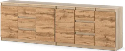 Zdjęcie produktu dla Komoda Duża Do Salonu Sypialni 6 Szuflad Dąb Sonoma Wotan Szafka 240Cm
