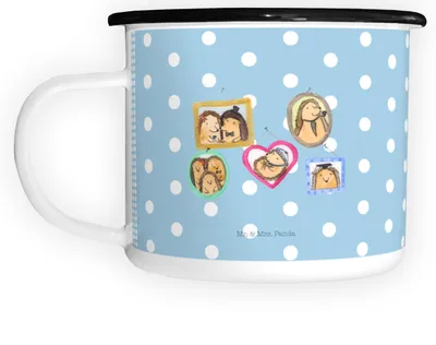 Produktbild von Mr. & Mrs. Panda Teetasse Igel Familie - Blau Pastell - Geschenk, Liebe, Pott, Muttertag, Papa, Tasse Aus Emaille, Haferl, Becher, Bilder