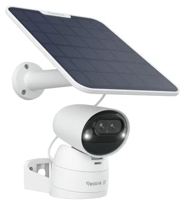 Productafbeelding van Reolink 4K zonnepaneel bewakingscamera voor buiten, met batterij, 360° pan-tilt-zoom functie en AI-detectie